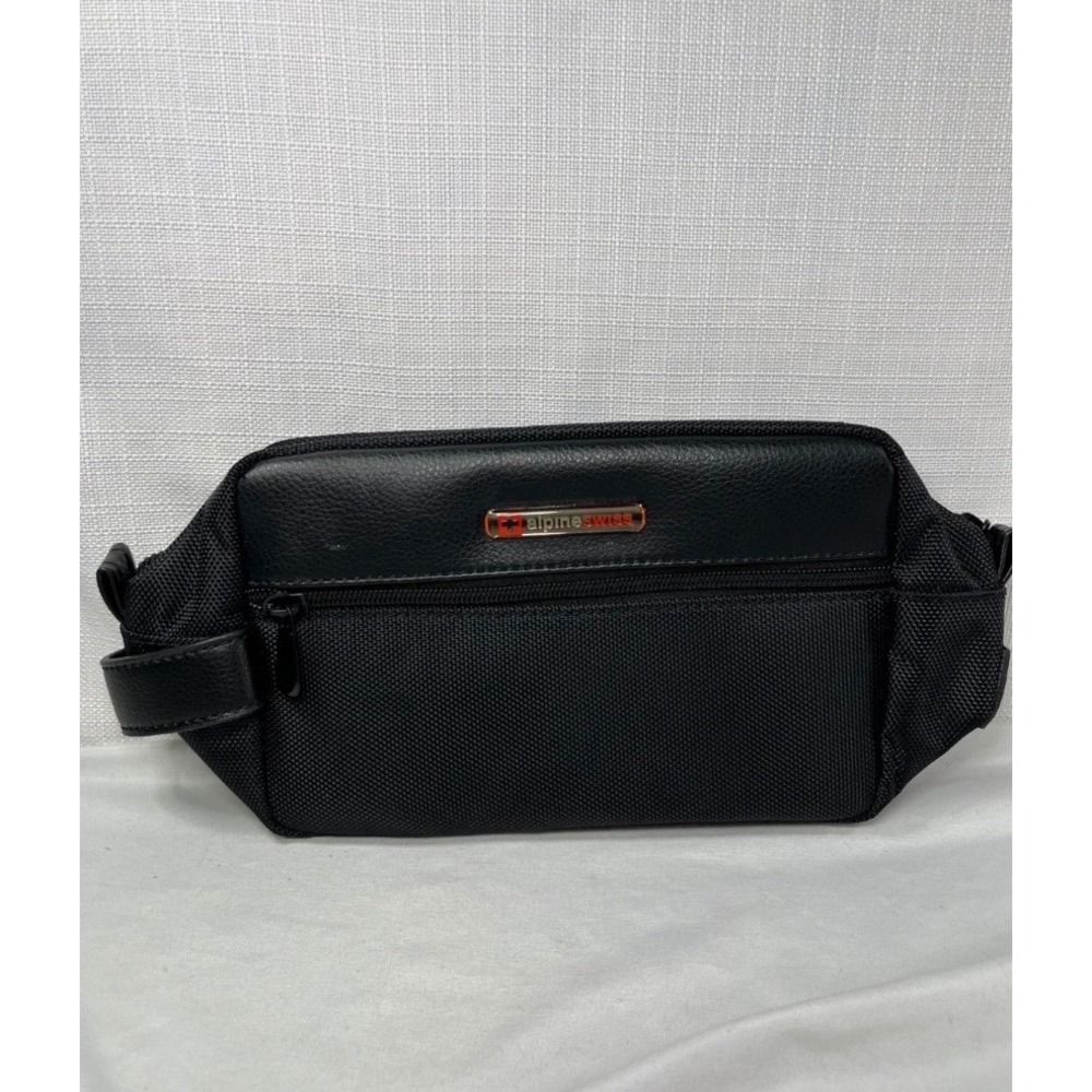 Alpine Swiss Mens Toiletry Bag Black Ballistic Nylon Travel Dopp Kit Case